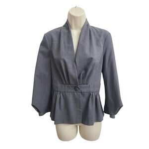 Zara Womens Blazer Gray Single Button Balloon Sleeve Office Size SMALL